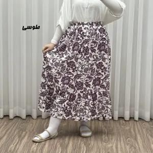 خرید اینترنتی قیمت دامن بلند نخی زنانه طرح فلور فری سایز مناسب تا سایز 54
