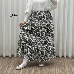 خرید اینترنتی قیمت دامن بلند نخی زنانه طرح فلور فری سایز مناسب تا سایز 54