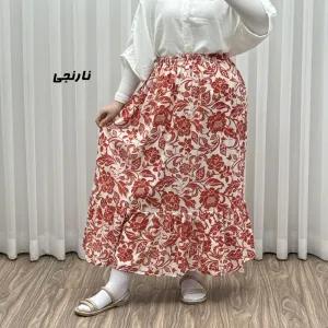 خرید اینترنتی قیمت دامن بلند نخی زنانه طرح فلور فری سایز مناسب تا سایز 54