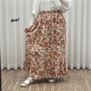 خرید اینترنتی قیمت دامن بلند نخی زنانه طرح فلور فری سایز مناسب تا سایز 54