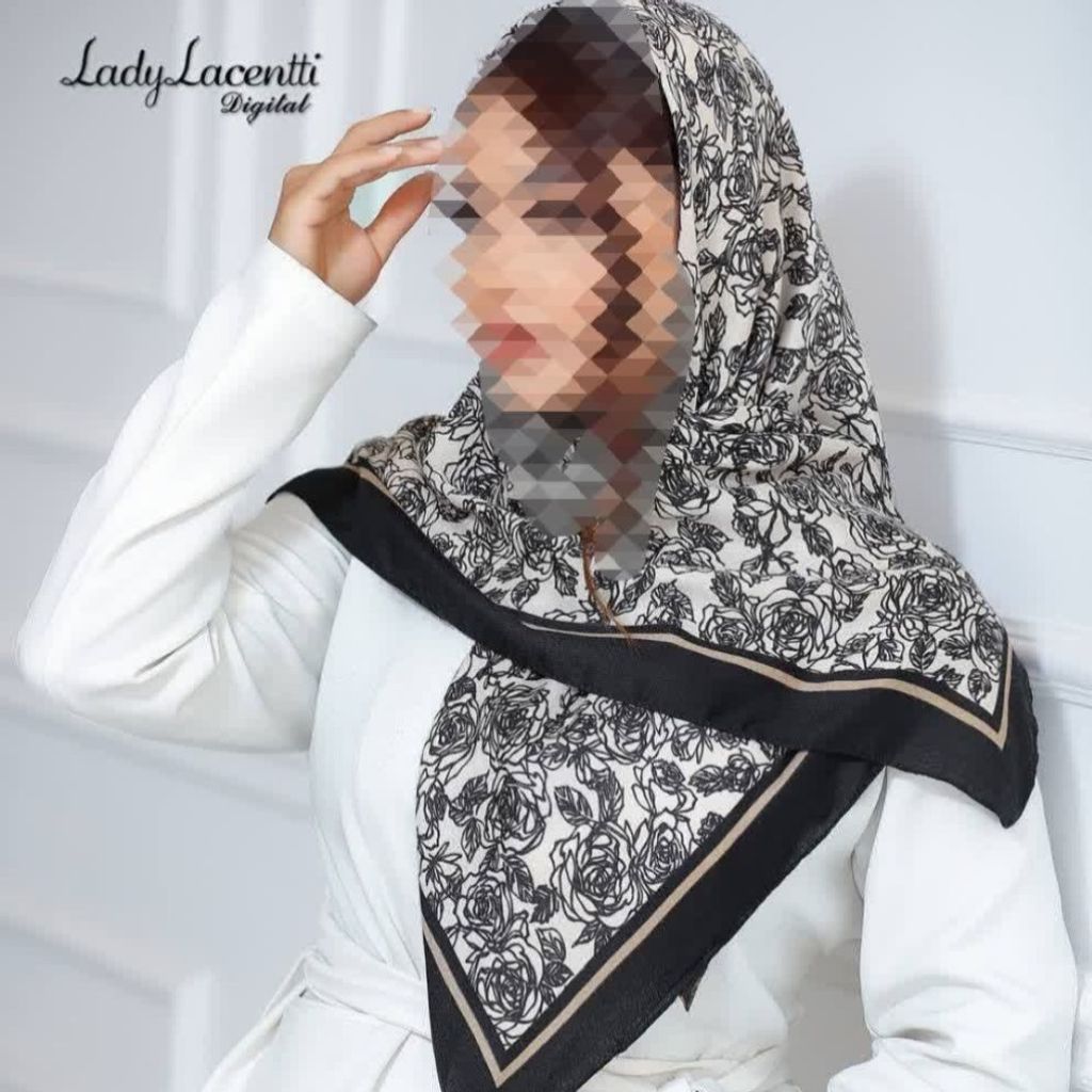 خرید اینترنتی روسری نخی قواره صد سیا اسکارف حاشیه دار
