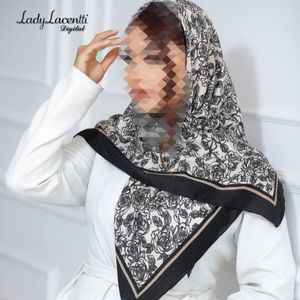 خرید اینترنتی روسری نخی قواره صد سیا اسکارف حاشیه دار