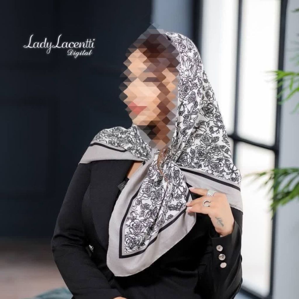 خرید آنلاین روسری نخی قواره صد سیا اسکارف حاشیه دار
