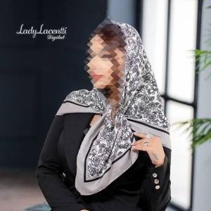 خرید آنلاین روسری نخی قواره صد سیا اسکارف حاشیه دار