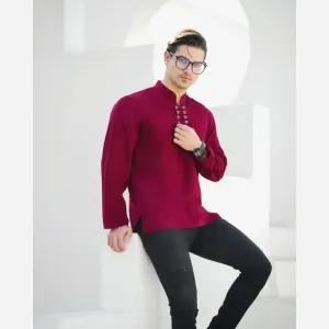 پیراهن الیاف طبیعی مردانه مدل آرشا رنگ آبی یخی