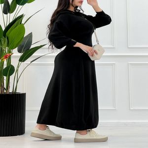 پیراهن بلند بافت نیم زیپ زنانه رنگ مشکی