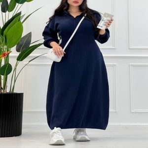 پیراهن بافت نیم زیپ زنانه رنگ سرمه‌ای