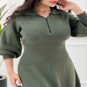 پیراهن کمر باریک بافت زنانه رنگ سبز