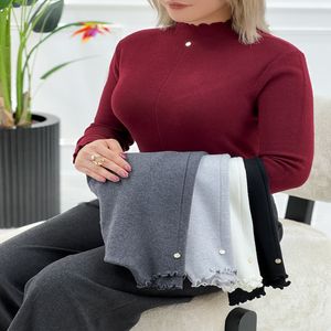 خرید اینترنتی قیمت گپ ریزبافت زنانه گلاره یقه ایستاده چین‌دار