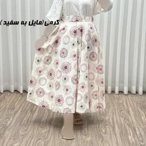 دامن لینن کلوش تمام دکمه مدل قاصدک فری سایز مناسب تا 44
