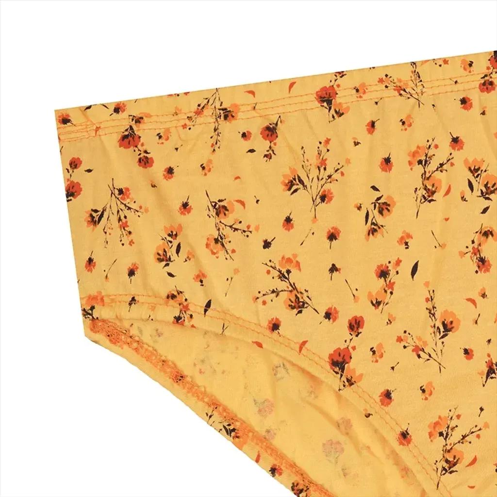 خرید اینترنتی قیمت شورت زنانه اسلیپ جعبهای نخی طرح گل ریز رنگ زرد شارمین