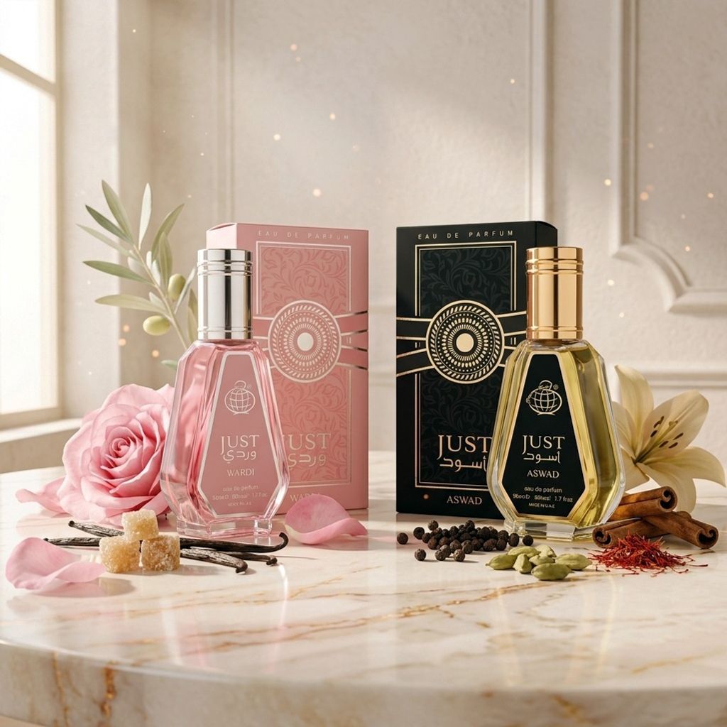 قیمت ارزان پکیج اقتصادی 2 عددی عطر ادکلن یونیسکس جاست وردی و جاست اسود فراگرنس ورد