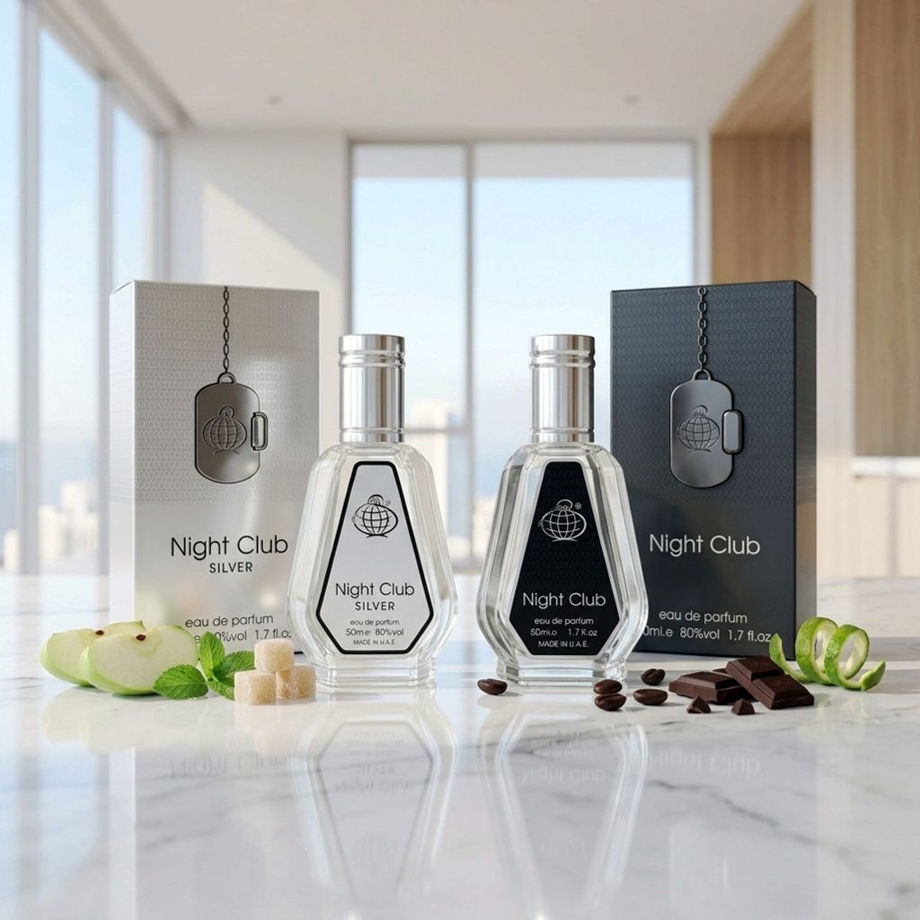 مشخصات پکیج اقتصادی 2 عددی عطر ادکلن یونیسکس نایت کلاب سیلور و مشکی فراگرنس ورد