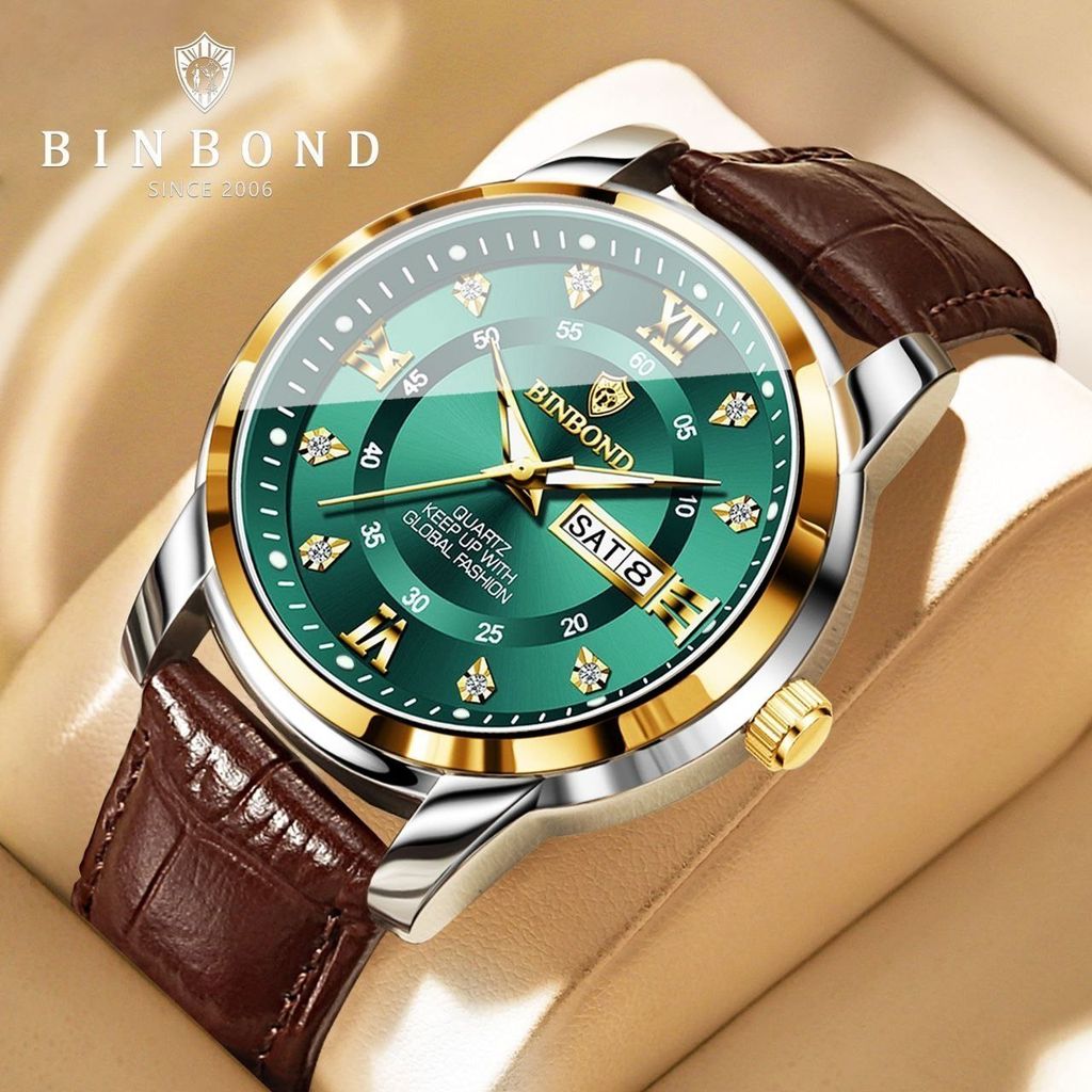 خرید انلاین ساعت مچی مردانه بین باند binbond بینبند بند چرمی قهوه ای اورجینال