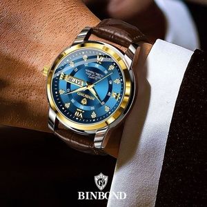 خرید اینترنتی ساعت مچی مردانه بین باند binbond بند چرمی قهوه ای اورجینال