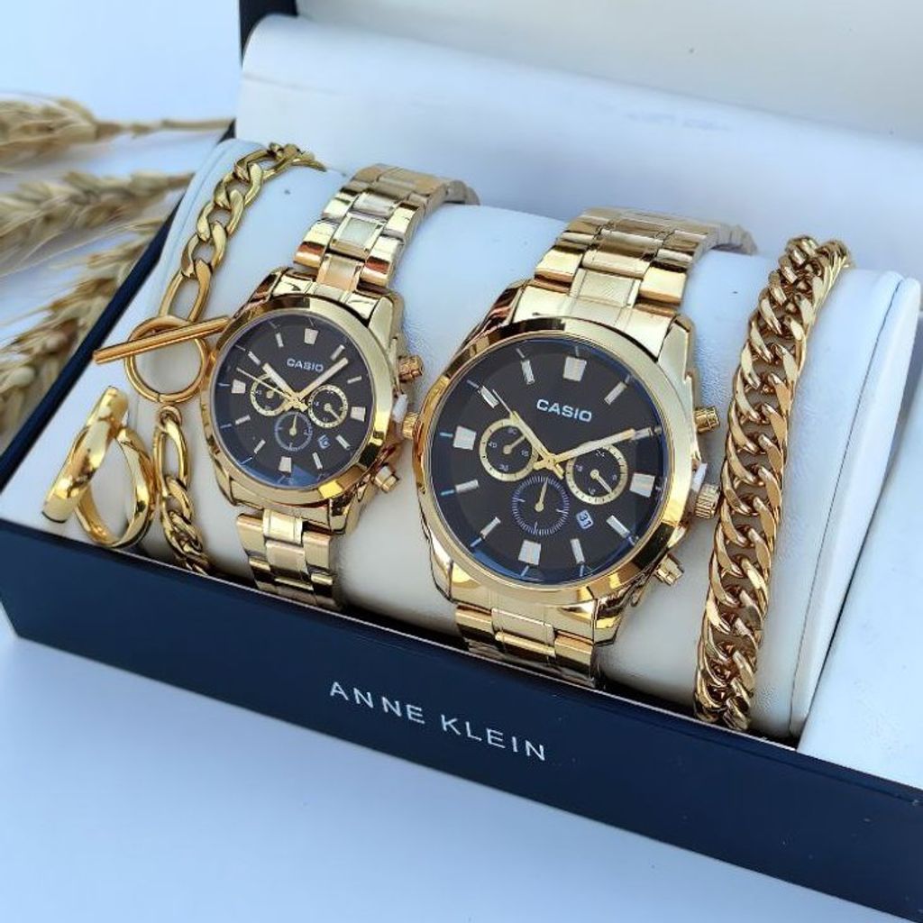 قیمت ارزان ست ساعت مردانه و زنانه کاسیو casio با دستنبد و انگشتر
