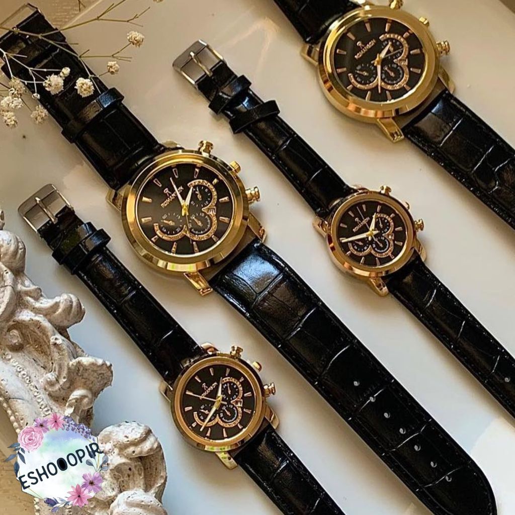 قیمت ارزان ست ساعت مردونه و زنونه رومانسون با بند چرم