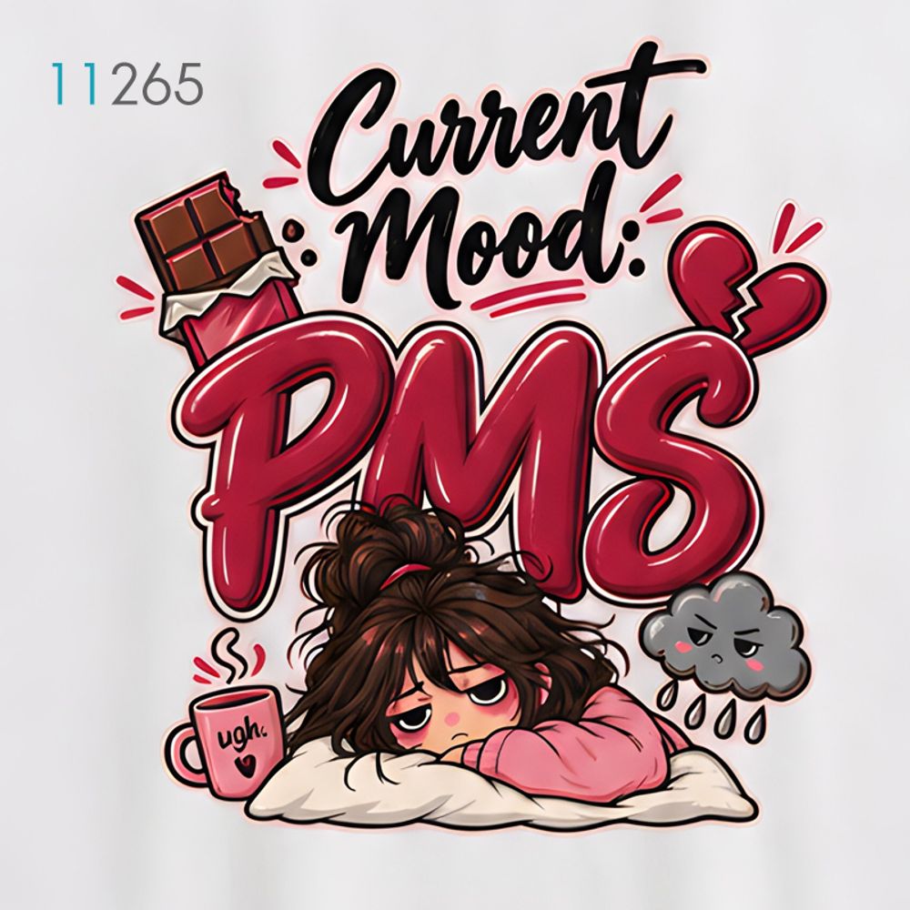 خرید اینترنتی قیمت تیشرت زنانه سفید طرح Current Mood PMS