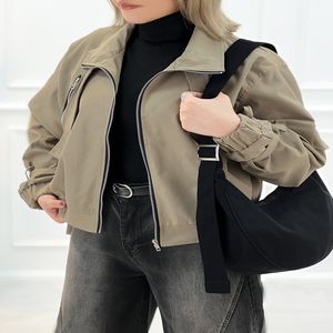 خرید اینترنتی قیمت کت کتان کوتاه زنانه دلارام رنگ کرم تیره