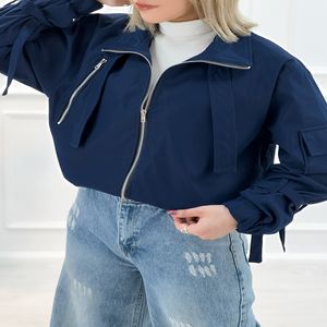 کراپ کت کتان آستردار زنانه مدل دلارام