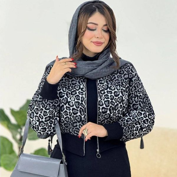 بامبر زنانه و دخترانه طرح پلنگی پاییزه