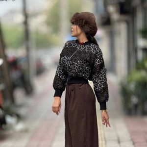 خرید اینترنتی بامبر زنانه و دخترانه طرح پلنگی پاییزه