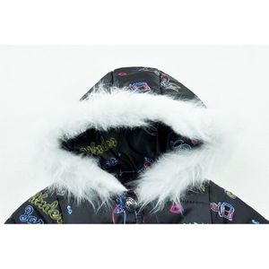 خرید اینترنتی قیمت کاپشن دخترانه مشکی طرح دار سایز کوچک کد 11903