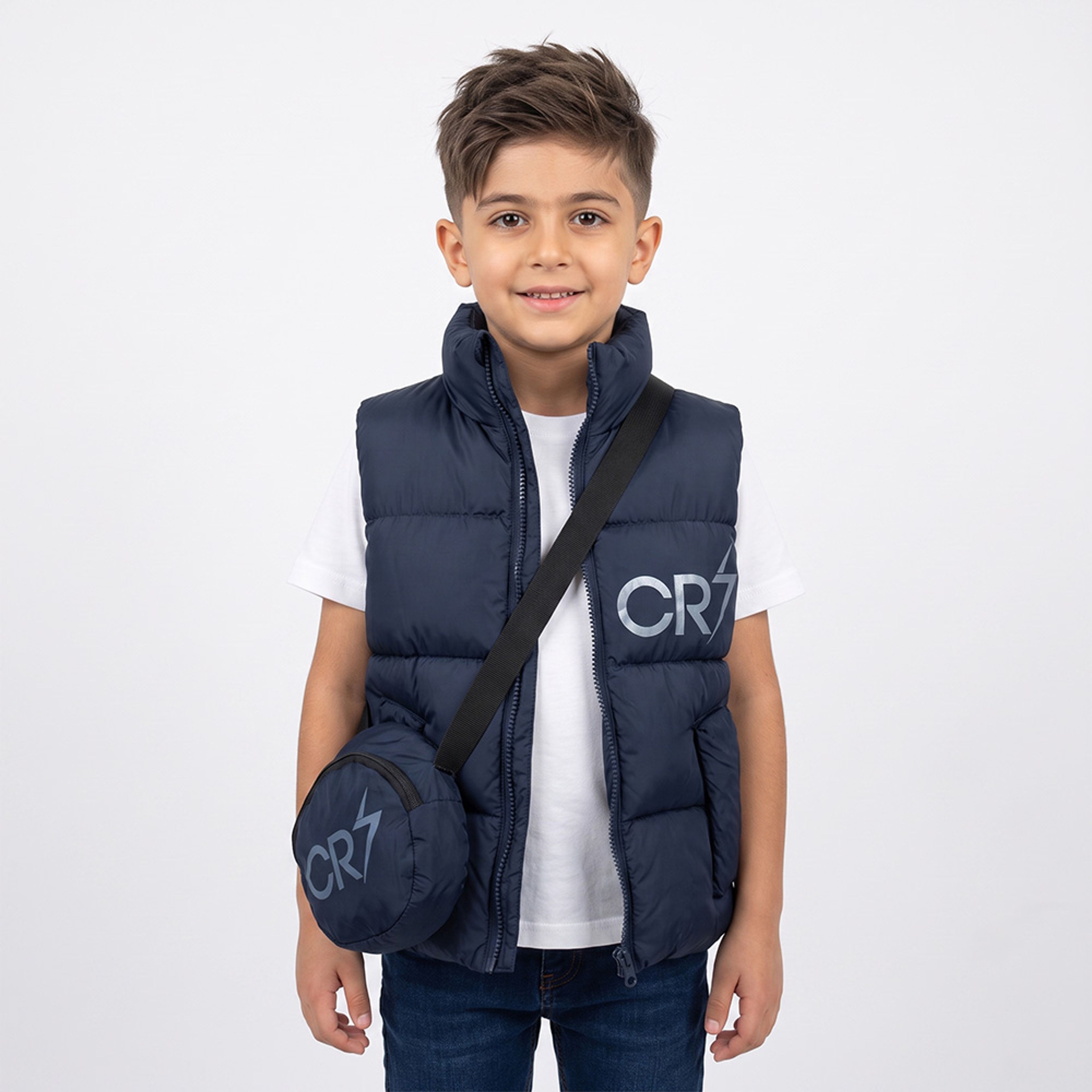خرید اینترنتی قیمت پافر کیفدار پسرانه CR7 سورمه ای کد 11908