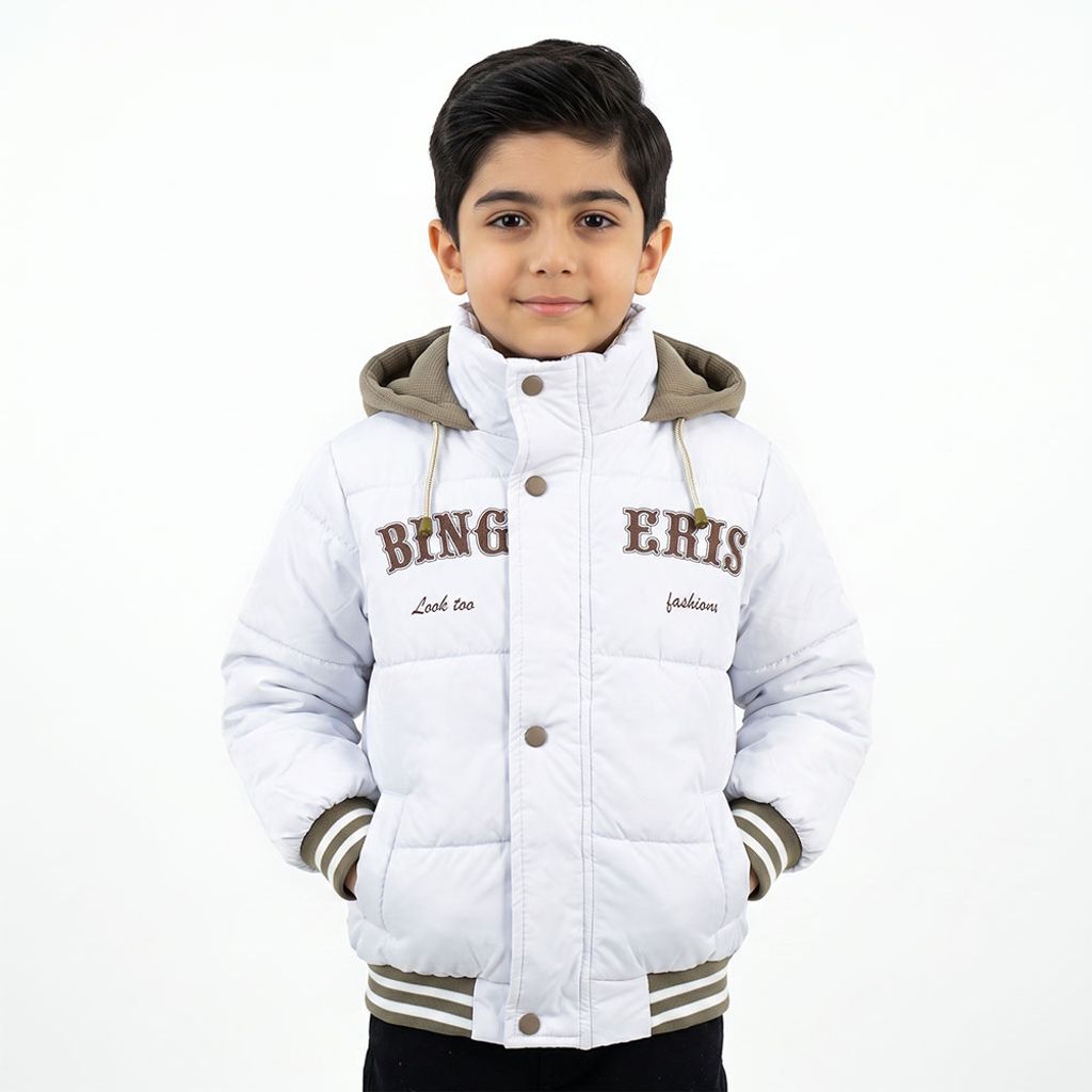 خرید اینترنتی قیمت کاپشن سیلیکونی پسرانه BING سفید کد 11905
