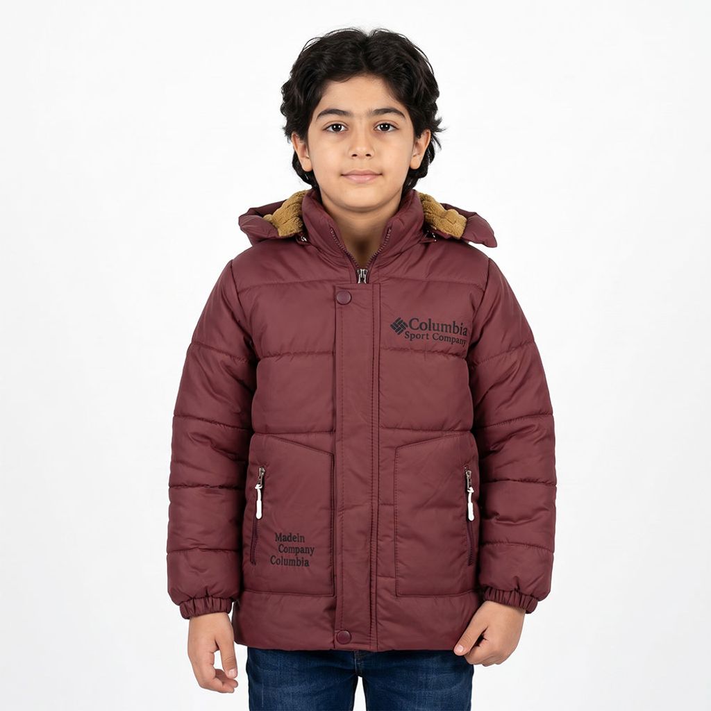 خرید اینترنتی قیمت کاپشن پسرانه سلیکونی کلمبیا رنگ عنابی کد 11896