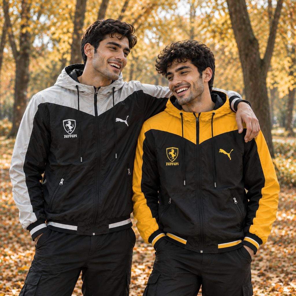 خرید آنلاین کاپشن مشکی طوسی مردانه مدل Ferrari