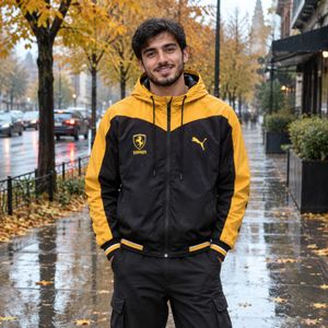 خرید اینترنتی کاپشن مشکی زرد مردانه مدل Ferrari