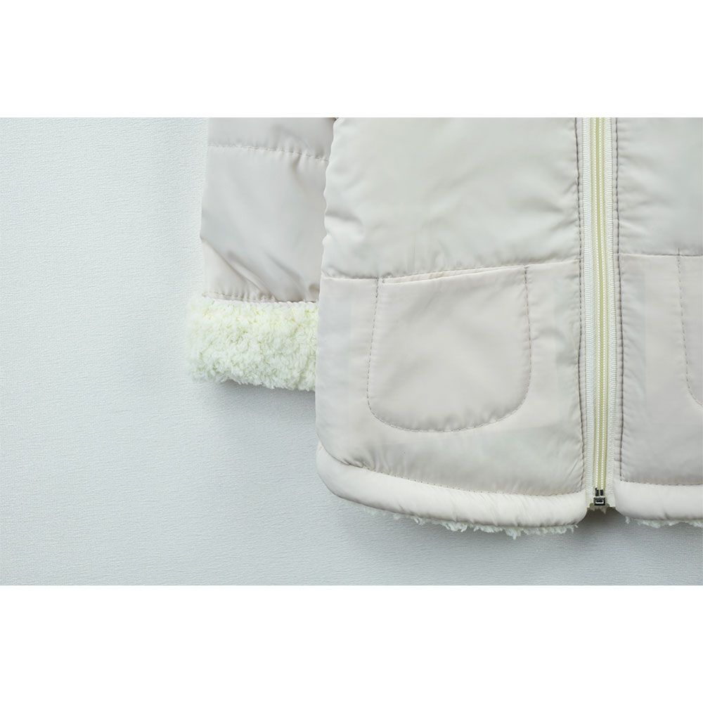 خرید اینترنتی قیمت کاپشن بچه گانه تدی کلاه خز استخوانی کد 11902