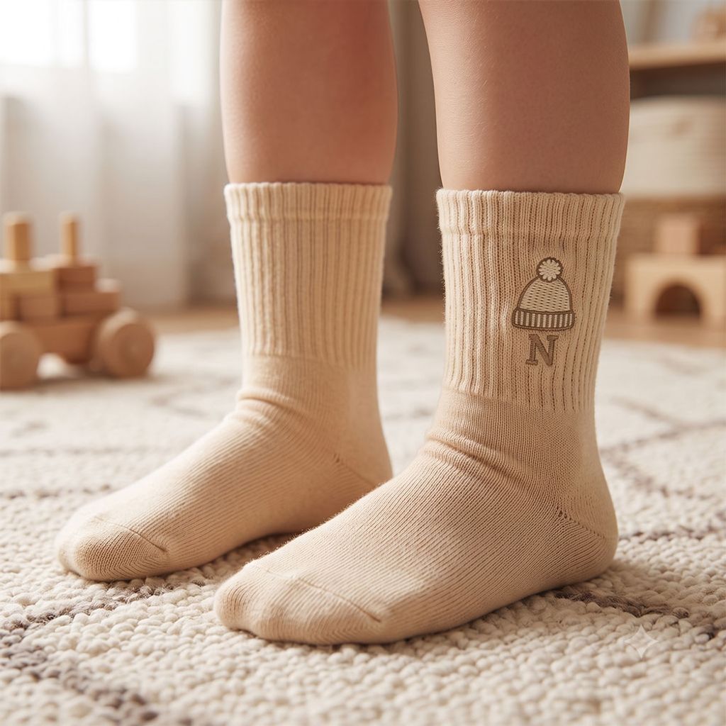 خرید اینترنتی قیمت جوراب بچه گانه ساق بلند N کرم کد 10908