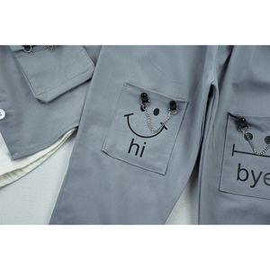 خرید اینترنتی قیمت ست کت شلوار و تیشرت HI BYE دخترانه طوسی کد 7562
