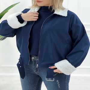 کراپ کت یقه تدی کتان زارا آستردار زنانه