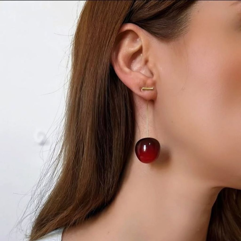 فروش اینترنتی گوشواره استیل طرح گیلاس زنانه
