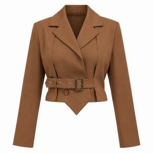 خرید اینترنتی قیمت کت کراپ یقه انگلیسی طرح جلیقه کد 1075