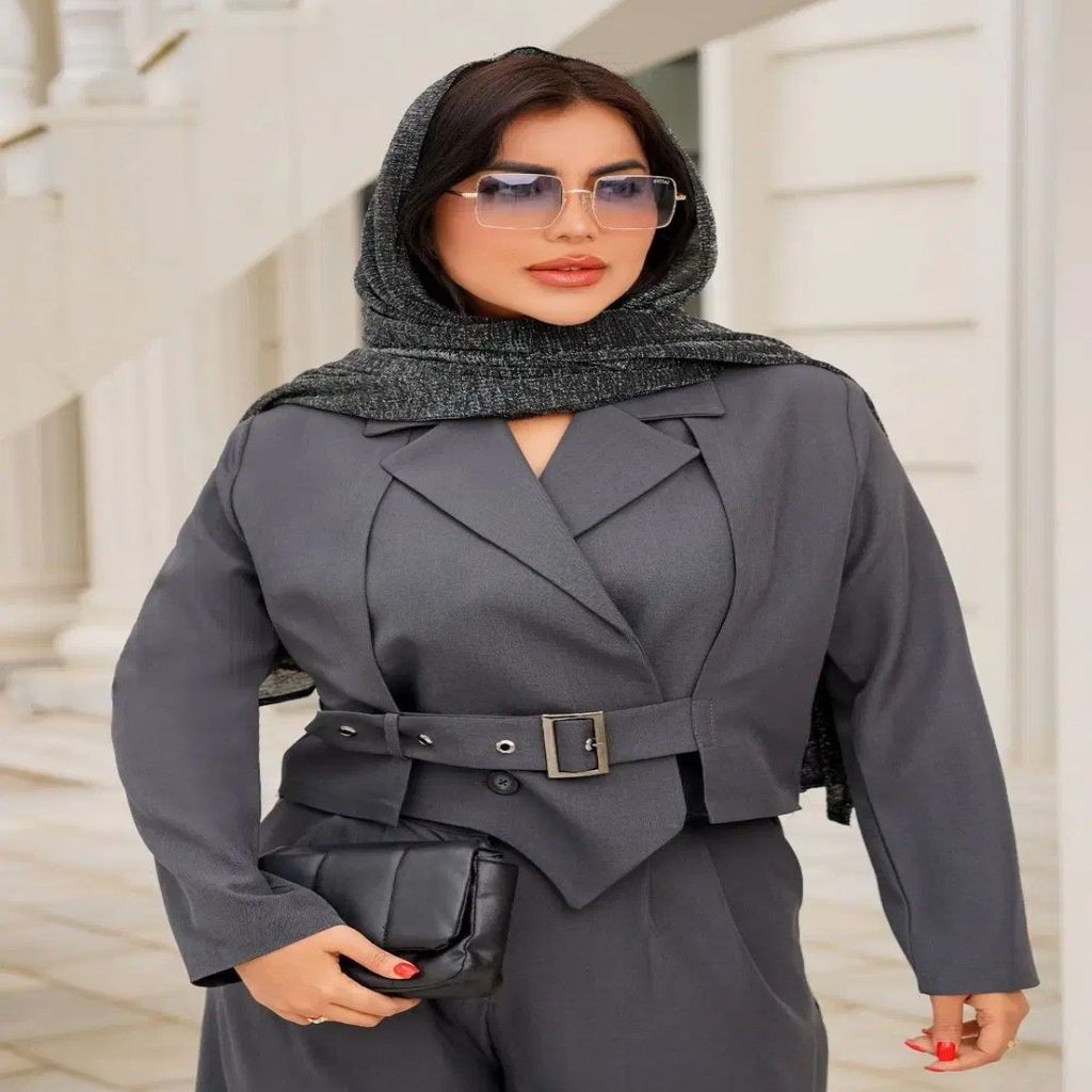 خرید اینترنتی قیمت کت کراپ یقه انگلیسی طرح جلیقه کد 1075