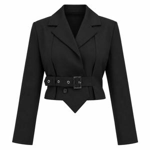 خرید اینترنتی قیمت کت کراپ یقه انگلیسی طرح جلیقه کد 1075
