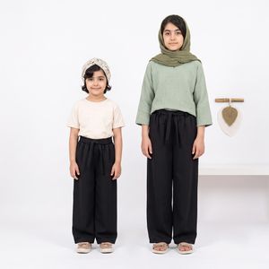 شلوار بگ مشکی دخترانه مازراتی 6 تا 11 سال کد 11687