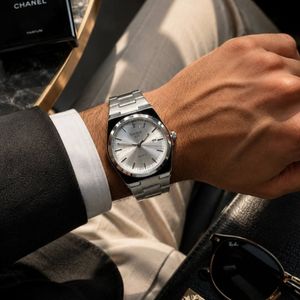 ⌚️ساعت تیسوت مردونه قفل پروانه موتور تقویم دار بند و بدنه استیل  درجه یک