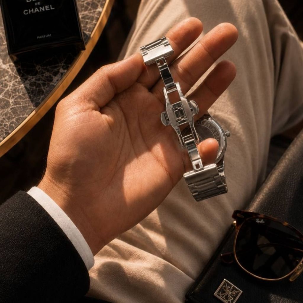 خرید اینترنتی ⌚️ساعت تیسوت مردونه  قفل پروانه موتور تقویم داربند و بدنه استیل  درجه یک
