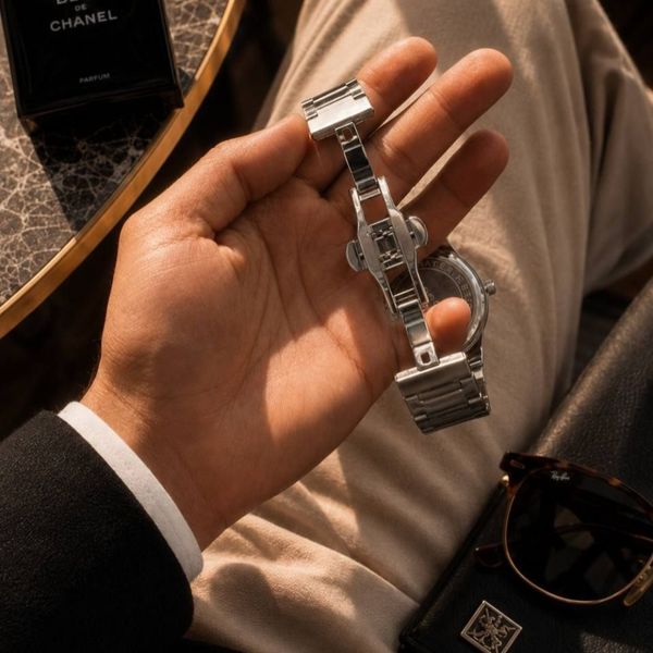 ⌚️ساعت تیسوت مردونه  قفل پروانه موتور تقویم داربند و بدنه استیل  درجه یک