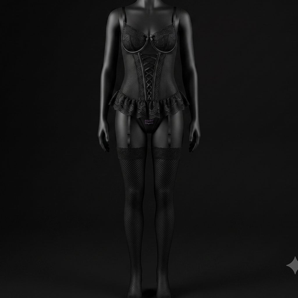خرید اینترنتی قیمت ست لباس خواب فانتزی زنانه بندی جوراب دار کد 11793