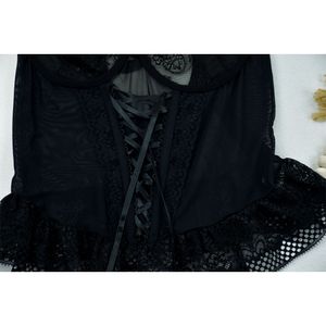 خرید اینترنتی قیمت ست لباس خواب فانتزی زنانه بندی جوراب دار کد 11793