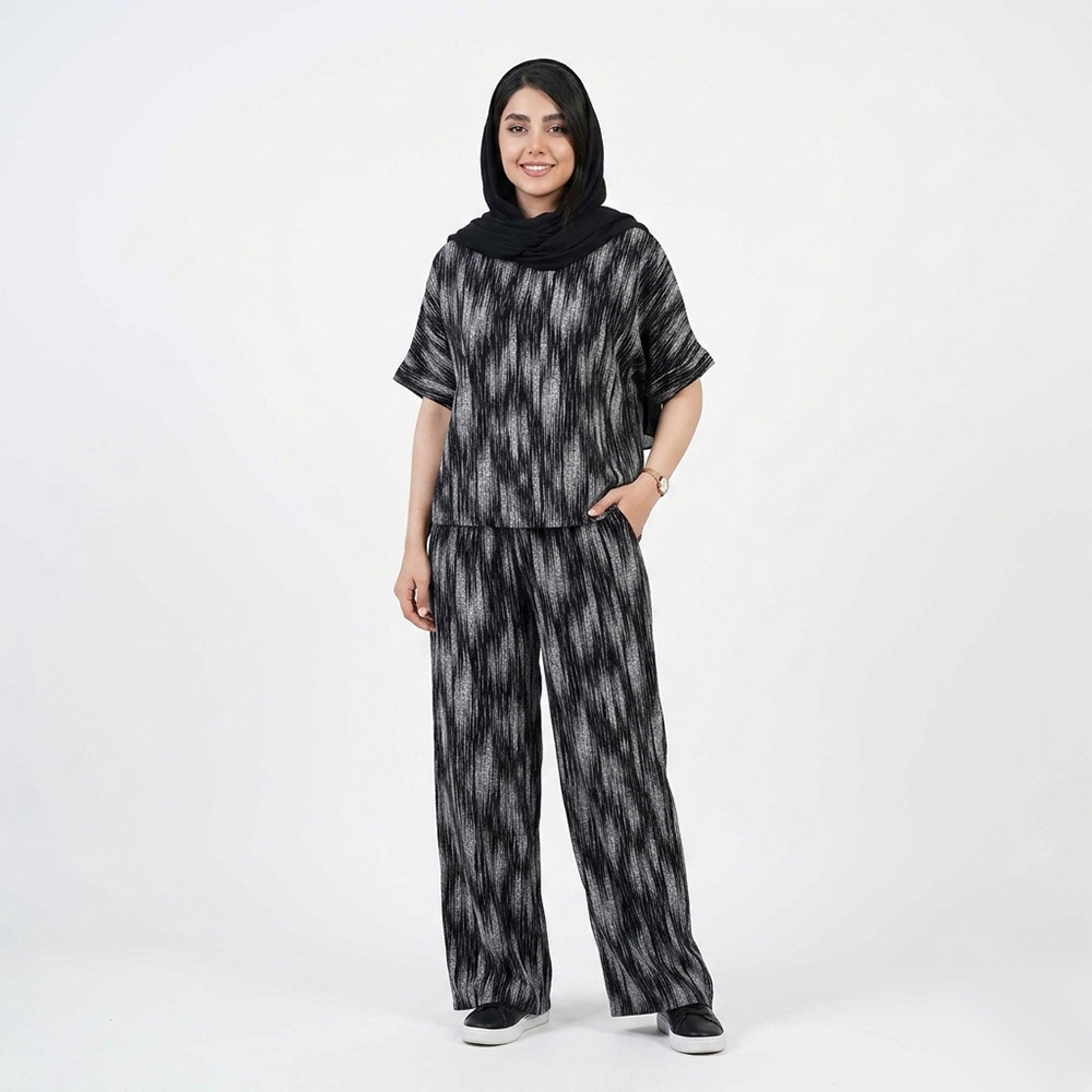 خرید اینترنتی قیمت ست تیشرت و شلوار بگ زنانه کج راه کد 11762
