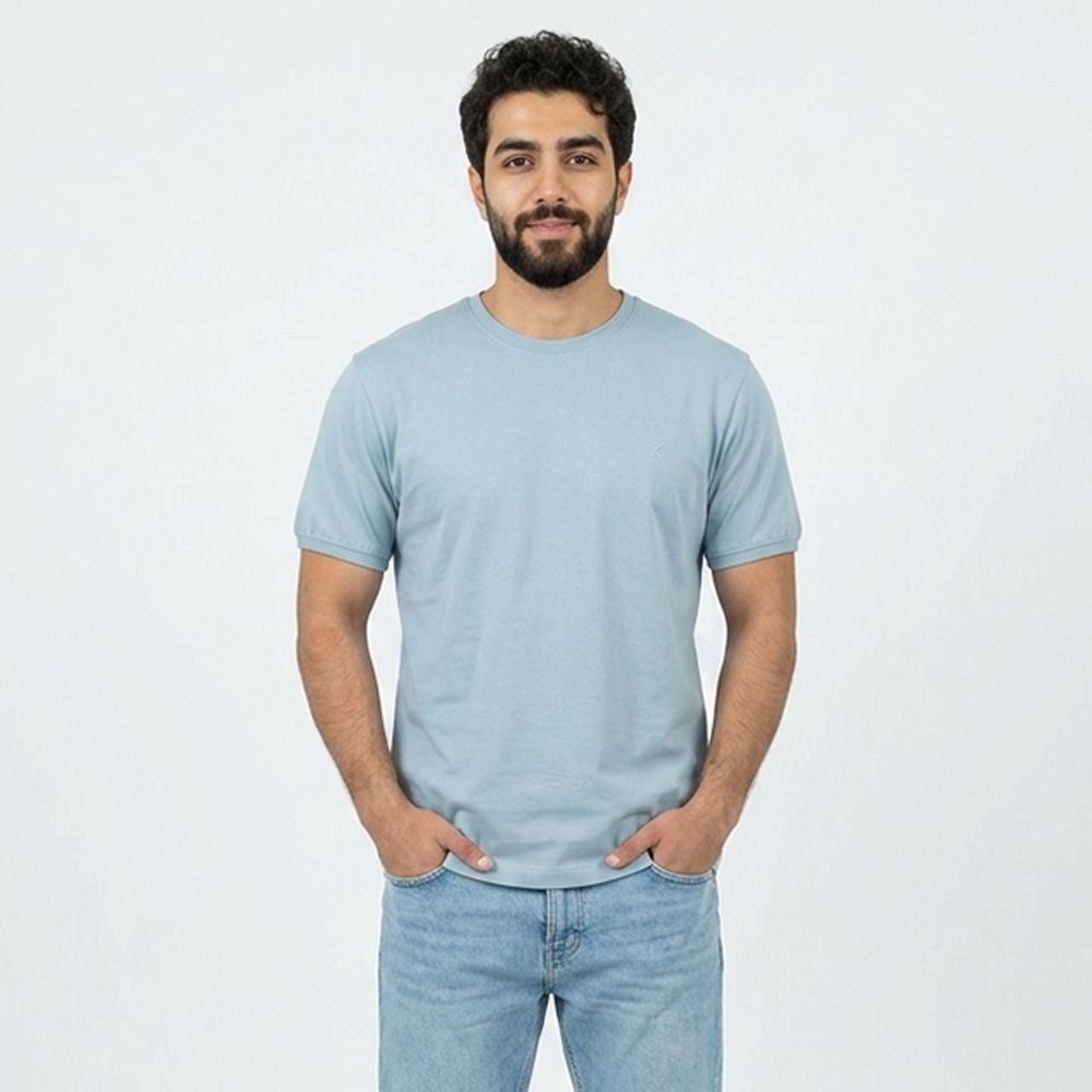 خرید اینترنتی قیمت تیشرت بیسیک مردانه پنبه خالص آبی کد 11856