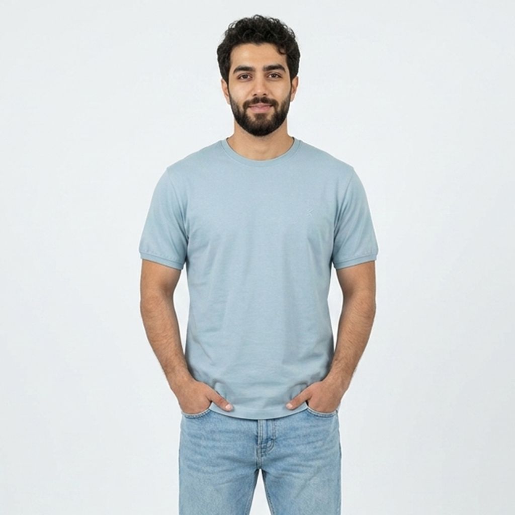 خرید اینترنتی قیمت تیشرت بیسیک مردانه پنبه خالص آبی کد 11856