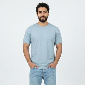 تیشرت بیسیک مردانه پنبه خالص آبی کد 11856